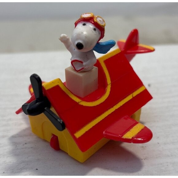 Vintage UFS Peanut Gang Push Down Toys Charlie Brown Train & Snoppy Plane - Picture 6 of 7